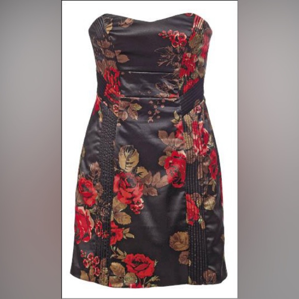 Vintage silk Guess Red and Black Floral Dress
